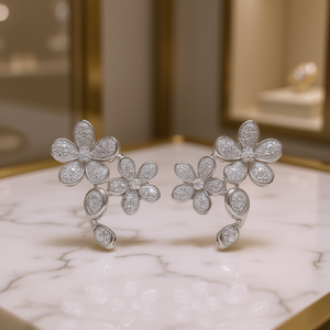 E3625 Pendientes de diamantes de oro blanco, corte redondo brillante, color D natural, joyería romántica de boda para mujer - Product Image 2