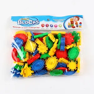 Hot sale cheap plastic block set 66pcs funny educational geometry gear building blocks toy for children