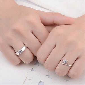 Free Size <b>Adjustable</b> <b>Silver</b> Couple <b>Ring</b> for Wedding Engagement Jewelry Diamond <b>Ring</b> Crystal <b>Rings</b> for Couple Lover - Product Image 2