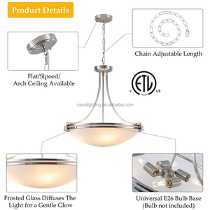 Lampada a Sospensione di Alta Qualità in Nichel Spazzolato, Plafoniera a 3 Luci con Sfera in Vetro per Casa, Hotel e Villa - Product Image 3