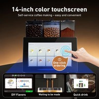 Machine à café automatique à double trémie, écran tactile 14 pouces, grande capacité de 16g, moulin à café frais intégré, pour café et boulangerie