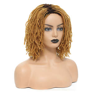 Ngắn Bob <span class=keywords><strong>Dread</strong></span> Khóa Với Crochet Cosplay Tóc Giả Afro Kinky Xoăn Bện Glueless Tổng Hợp Tóc Giả Cho Phụ Nữ Da Đen Hàng Ngày Mặc - Product Image 1