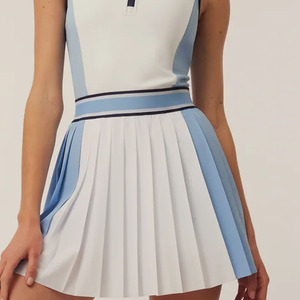Robe de tennis sans manches à fermeture éclair et quart d'extérieur pour femmes OEM tenue de plage robe de golf plissée en tissu de nylon spandex avec short - Product Image 6