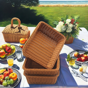 Cesto di plastica in Rattan tessuto a mano cesto di plastica <span class=keywords><strong>moderno</strong></span> per la casa e snack di frutta - Product Image 6