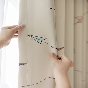 Venta al por mayor de fábrica Avión de dibujos animados Cortinas impresas digitales Cortinas impresas listas para habitaciones de niños y niñas - Product Image 3