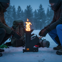 Poêle à bois portable pour tente de pêche, four de chauffage pour camping, pique-nique, randonnée, type fusée