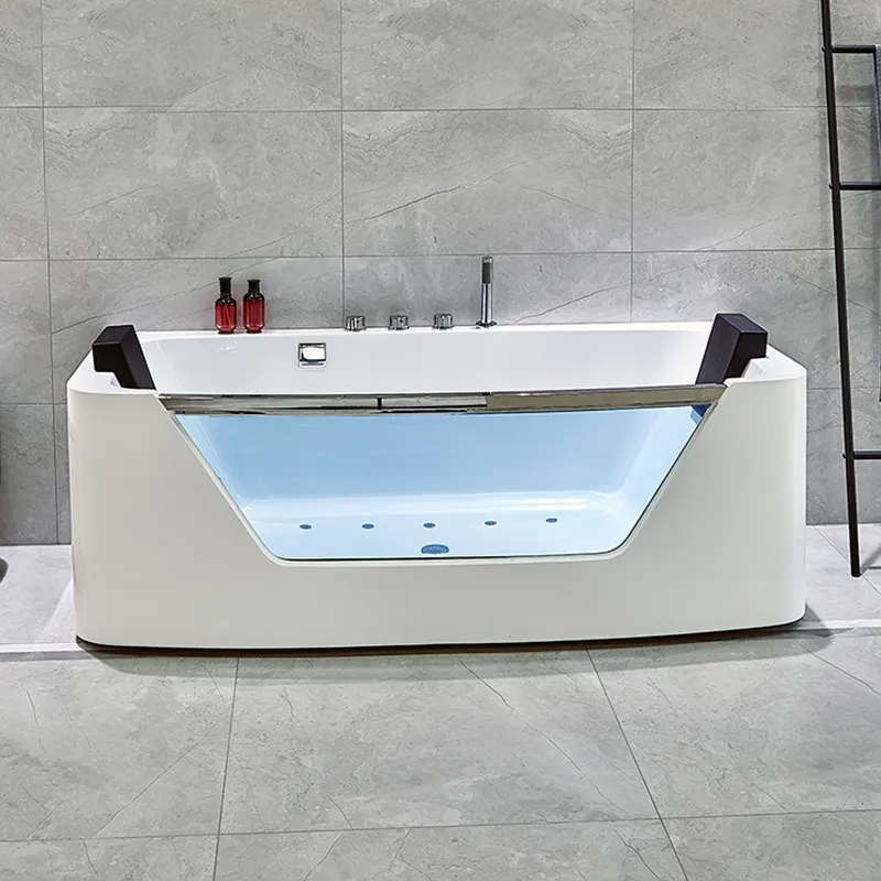 Moderne Innen ecke Familie verwenden Badewanne Spa Hydro massage Funktion zweiseitige Badewanne mit Kissen