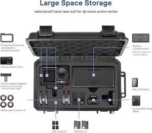 STARTRC PHOTO Étui rigide portable étanche pour Osmo <span class=keywords><strong>Action</strong></span> 5 Pro/4/<span class=keywords><strong>3</strong></span> 2 batteries/MIC/Hub/carte SD Accessoires pour caméra - Product Image 3