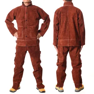 swelder重型布料厚真皮牛皮二层皮电焊衣服安全最大耐用