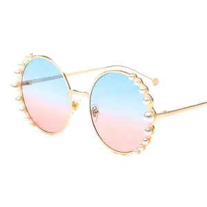 DOISYER 2020 New Arrivals Metal Round Frame Ocean Lens Pearl Sunglasses Woman