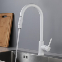 304 robinet de cuisine en acier inoxydable lavabo évier robinet télescopique chaud et froid