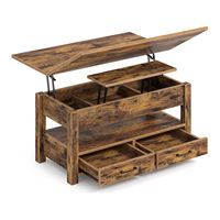 Table basse extensible avec plateau relevable, 2 tiroirs, table à manger moderne en bois massif pour petits appartements, se transforme en bureau, écologique