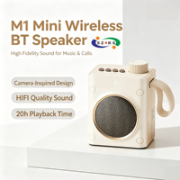 Haut-parleur portable d'extérieur M1 Mini sans fil avec subwoofer 5W, compatible V5.3, haute qualité sonore, prise en charge des cartes TF et AUX, boîtier rechargeable intégré