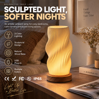Lampe de table LED décorative à base en bois, trois couleurs, à intensité variable, imprimée en 3D sur mesure, pour cuisine et salle à manger, vente en gros