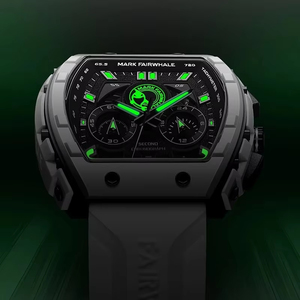 Mark Fairwhale 5670 Men's Top Design Quartz Tonneau Multifunction Chronograph <b>Waterproof</b> <b>Silicone</b> Sports Quartz Watch for Men - Product Image 5