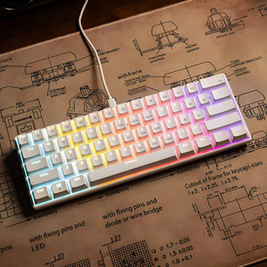 Teclado Mecánico para Juegos Blue Switch, 60%, Compacto, 61 Teclas, Retroiluminación de Arcoíris, Cableado, Blanco, para PC - Product Image 1