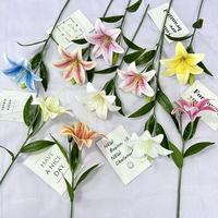 Rangkaian Bunga Biru 3D Cetak Simulasi Bunga Lily untuk Hotel Pernikahan Pajangan Komersial Bunga Buatan