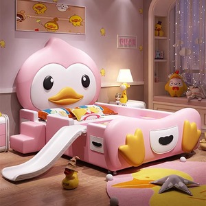 Letto Moderno di Lusso JINS a Forma di Paperella Gialla, Comodo in Legno Massello per Camera da Letto dei Bambini, Soggiorno, Asilo e Scuola - Product Image 4