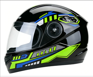 Casco de Motocicleta Vrecase con Certificación Dot, Verde y Negro, Visera HD, Protector, Diseño Mecánico de Segunda Generación - Product Image 1