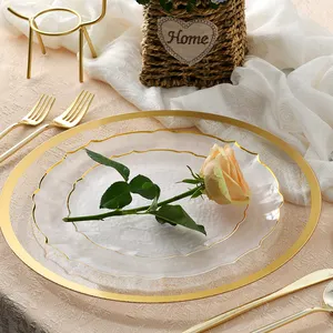Luxus Goldrand Einweg Kunststoff Hochzeits feier Teller Teller Restaurant