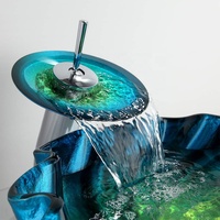 Lavabo de Table en verre, fabrication chinoise de salle de bains, bleu et vert 1 pièce