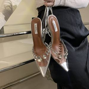 Estilo de cristal Bowknot <span class=keywords><strong>2023</strong></span> Sandalias de mujer Zapatos de verano de tacón de copa transparente de alta calidad Zapatos de tacón alto Zapatos de novia de boda Sandalias - Product Image 3