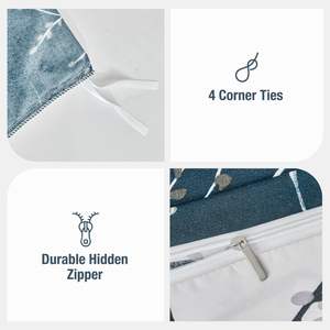 Juego de funda nórdica de microfibra con patrón de ramita con impresión Digital personalizada, ropa de cama de poliéster 100% con 2 pastilleras - Product Image 6