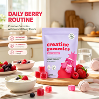 Gummies de créatine monohydrate à marque privée, 5g par portion, saveur baies, végétaliennes, supplément nutritionnel sportif