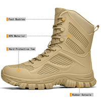 Bottes de randonnée tactiques légères et imperméables en maille renforcée KPU couleur sable, respirantes, pour le travail en extérieur en été
