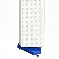 Rak Display Pegboard Putar 3 Sisi, Stand Papan Berlubang Logam dengan Pengait untuk Aksesoris dan Peralatan Ritel