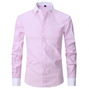 Camicia nera da <span class=keywords><strong>uomo</strong></span> a maniche lunghe camicia da <span class=keywords><strong>uomo</strong></span> con bottone da lavoro gemelli francesi tinta unita <span class=keywords><strong>abito</strong></span> da sposo sposo - Product Image 4