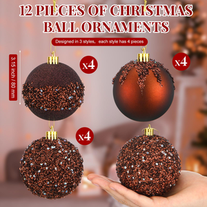 Ensemble de 6 boules de Noël colorées de luxe de 8 cm, incassables, en forme de nœud, pour la décoration de l'arbre de Noël, la décoration de la maison et les fêtes - Product Image 4