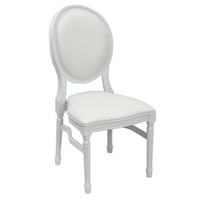 Chaise de Banquet en résine Pop Louis, château blanc, dos transparent blanc, chaises de salle à manger Diva avec cadre blanc, coussins en cuir blanc