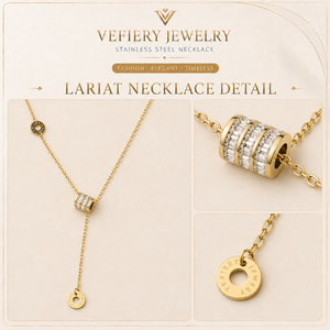 Gold Color Titanium Steel Beaded Lariat <b>Fashion</b> <b>Necklace</b> for Women - Product Image 3