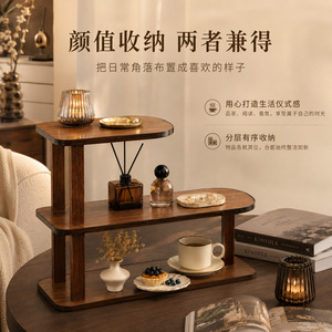 Desktop <b>Shelf</b> Multi Tiered Wooden Organizer For Teacups Coffee Cups Water Glasses <b>Standing</b> Type Rectangle Shape - Product Image 4