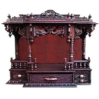 Temple traditionnel sculpté en forme d'éléphant pour la vénération hindoue à domicile, Mandapam en noyer poli pour maisons, Achetez un temple en bois massif de style antique au Royaume-Uni