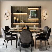 Ensemble de Meubles de Salon de Villa Américaine de Luxe, Design Moderne, Tête de Lit en Bois, Canapé et Chaises Trône pour Décoration d'Intérieur Haut de Gamme