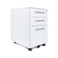 Armoire de rangement métallique autoportante moderne avec 3 tiroirs verrouillables, mobile, grande capacité pour usage commercial, domestique ou de bureau