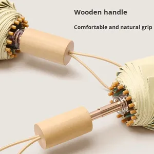 Parapluie pliant de haute qualité à 16 baleines en bois massif et aluminium, avec poignée en plastique coloré, double usage (soleil et pluie), pour femme, idéal comme cadeau d'affaires - Product Image 2