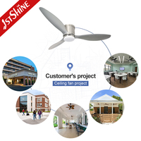 1stshine Quiet Dc Motor 3 aspas de plástico plateado Techo bajo Montaje empotrado Led Ventilador de techo con luz