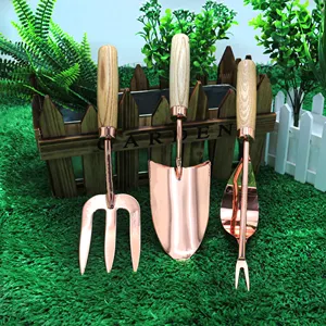 Venta caliente 3 piezas pala tenedor Weeder jardín al aire libre herramientas de mano Juego de Herramientas de jardín con mango de madera