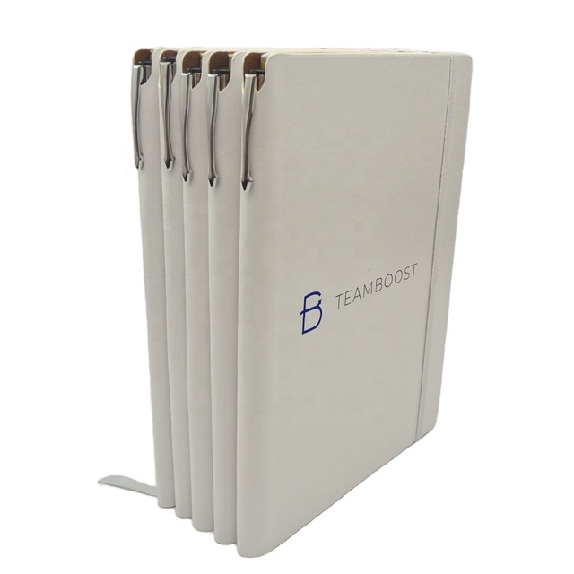 2023 New Design Customized Notebook With logo White Softcover Pu Leather Notebook With Pen