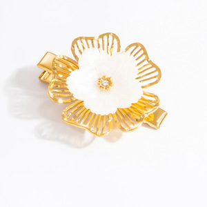 กิ๊บติดผมทำจากสเตนเลสสตีลประดับพลอยเทียมรูปดอกไม้สำหรับผู้หญิง FS71021ประจำวัน - Product Image 5