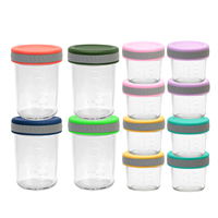 Pots de nourriture pour bébé portables 120ml pot de stockage étanche en verre sans BPA avec couvercles hermétiques pour congélateur