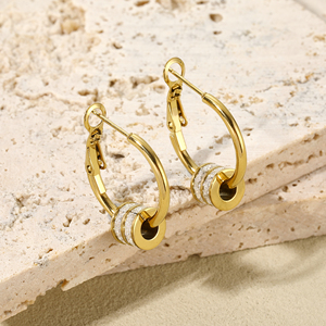 Nuovi Orecchini da <span class=keywords><strong>Donna</strong></span> in Acciaio Inossidabile Placcato Oro 18k con Zircone Rotondo, Gioielli di Lusso con Piercing Permanente, Stile Sorority - Product Image 2
