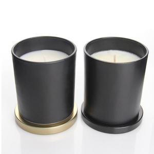 Wholesale Luxury Custom Empty Matte Black Candle Holder Glass Candles Jars With Wooden Lids In Bulk