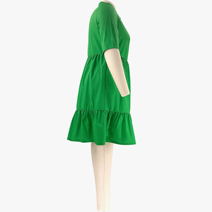 2025 taglie forti da donna manica corta monopetto con volant orlo <span class=keywords><strong>grande</strong></span> <span class=keywords><strong>abito</strong></span> da camicia con grembiule da donna estate nuovi abiti eleganti in tinta unita - Product Image 4