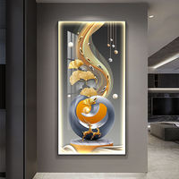 Peinture décorative moderne de luxe en porcelaine et cristal, peinture à LED, peinture murale pour salon, art mural pour la maison avec cadre