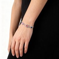 Bijoux fantaisie en gros, commande en gros personnalisée, bracelets en argent sterling 925 plaqué rhodium avec zircon, forme cœur, pour femmes, cadeau