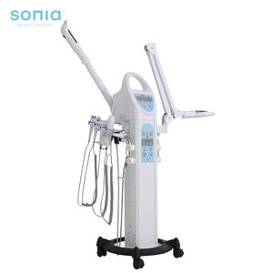 Appareil de beauté électrique professionnel 9-en-1, vaporisateur facial, miroir grossissant LED, éclairage, nettoyage facile pour salon commercial - Product Image 1